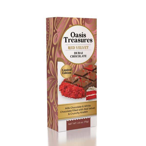 Dubai Chocolate Bar Limited Edition Red Velvet By Oasis Treasures