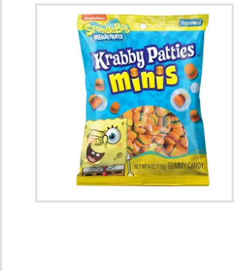 Spongebob Squarepants Krabby Patties Minis 5oz Peg Bag