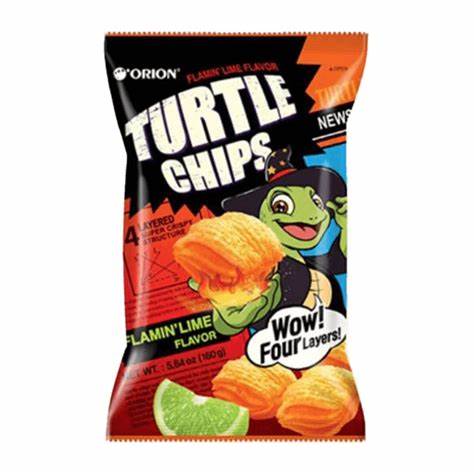 Orion Turtle Chips Flamin' Lime - 5.64 Oz