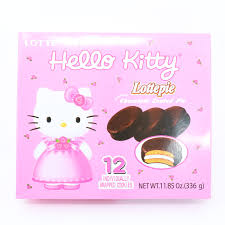 Lotte Hello Kitty Lottepie Chocolate Coated Pie 12 Packs - 11.85 Oz