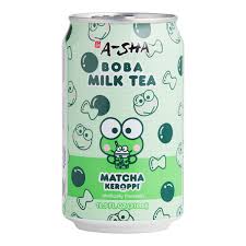 A-Sha Boba Milk Tea Matcha Flavor, Keroppi - 10.5 Fl Oz