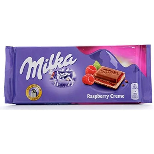 Milka Raspberry Creme Chocalate Bar 100g